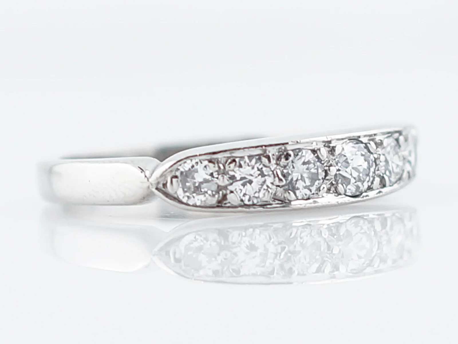 Antique Wedding Band Art Deco .39 Old European Cut Diamonds in Platinum - Image 3