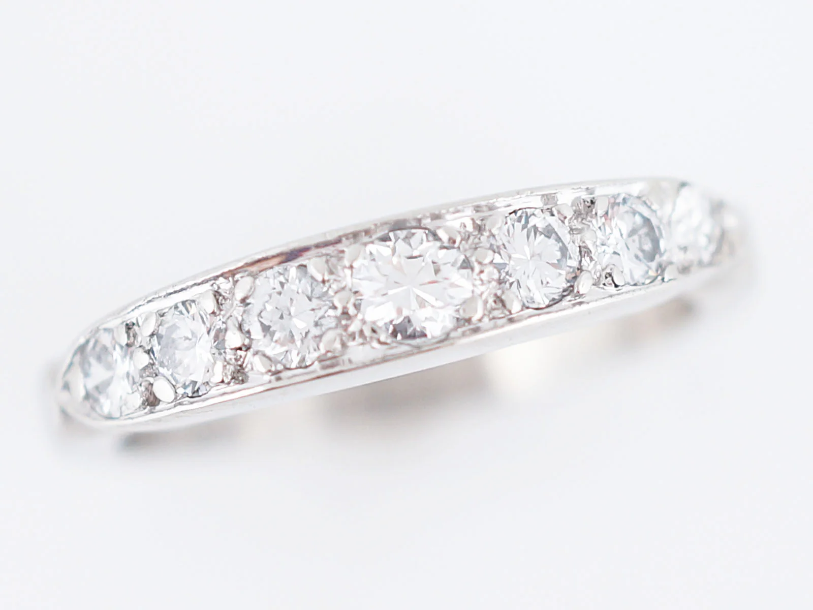 Antique Wedding Band Art Deco .39 Old European Cut Diamonds in Platinum - Image 4
