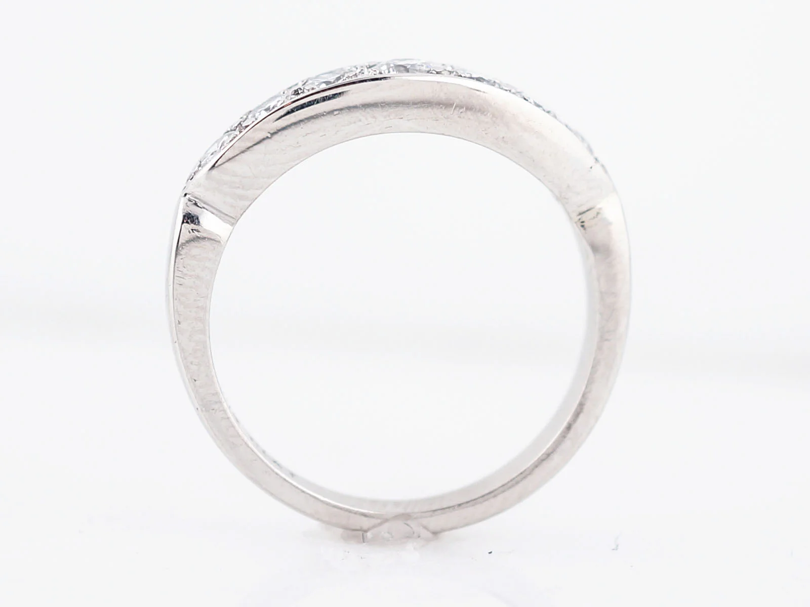 Antique Wedding Band Art Deco .39 Old European Cut Diamonds in Platinum - Image 6