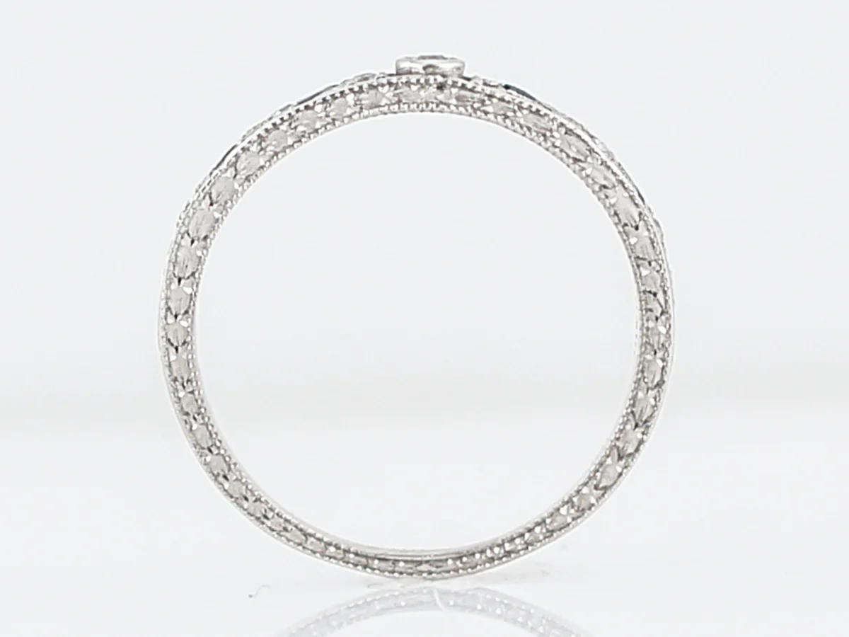 Antique Wedding Band Art Deco .47 Old European & Single Cut Diamonds in Platinum - Image 4