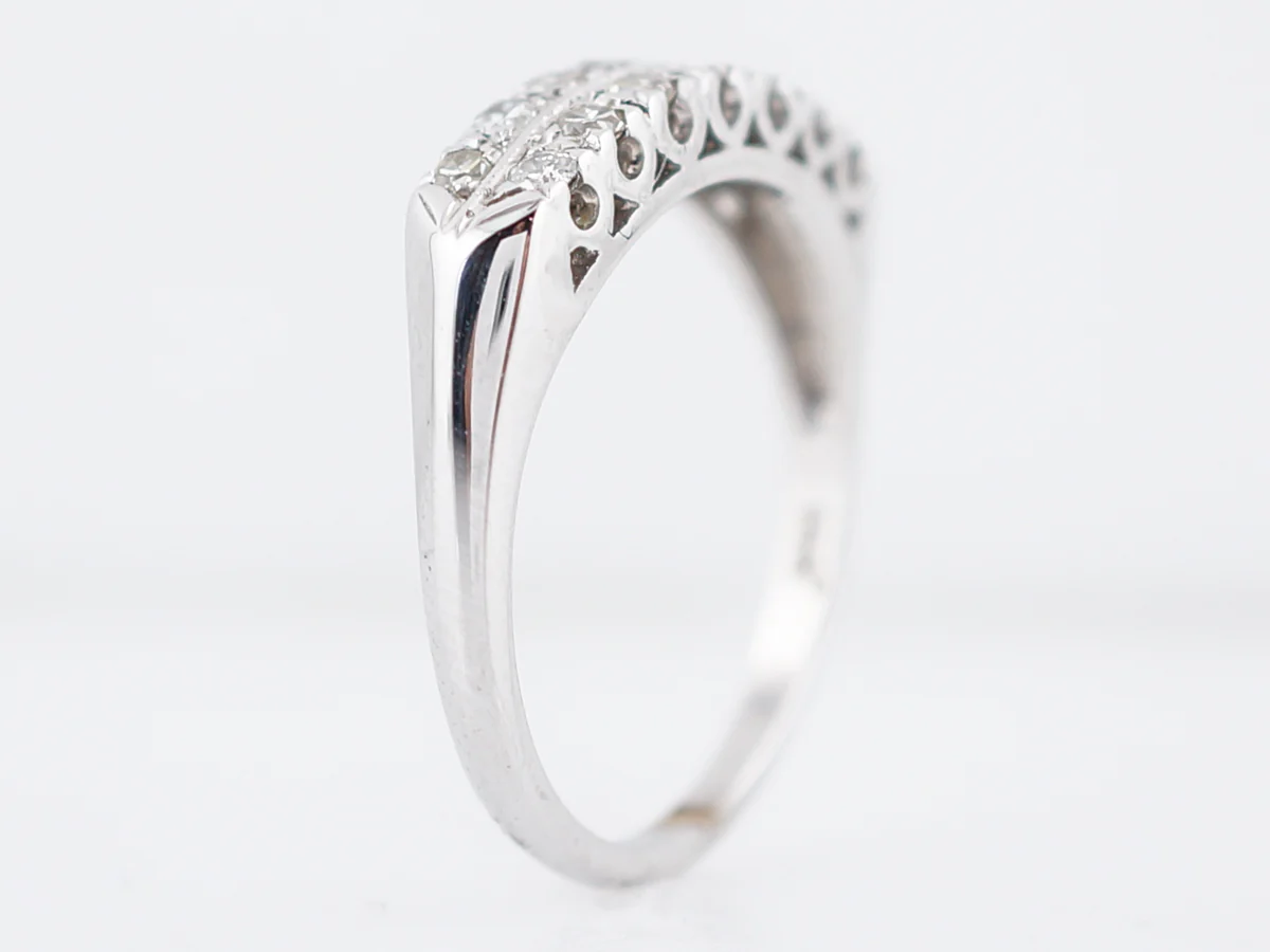 Antique Wedding Band Art Deco .56 Single Cut Diamonds in 14k White Gold - Image 5