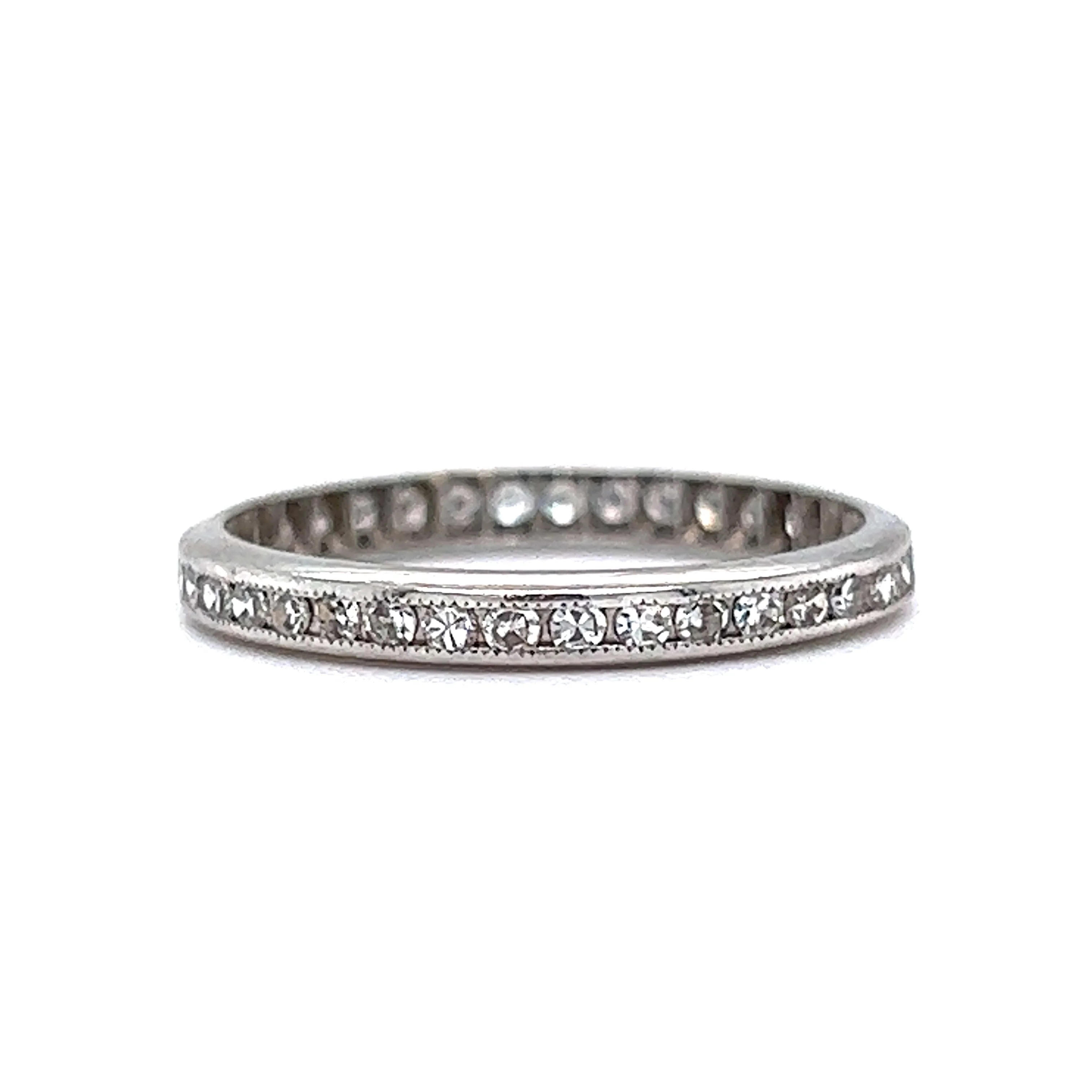 Antique Wedding Band Art Deco .57 Single Cut Diamonds in Platinum