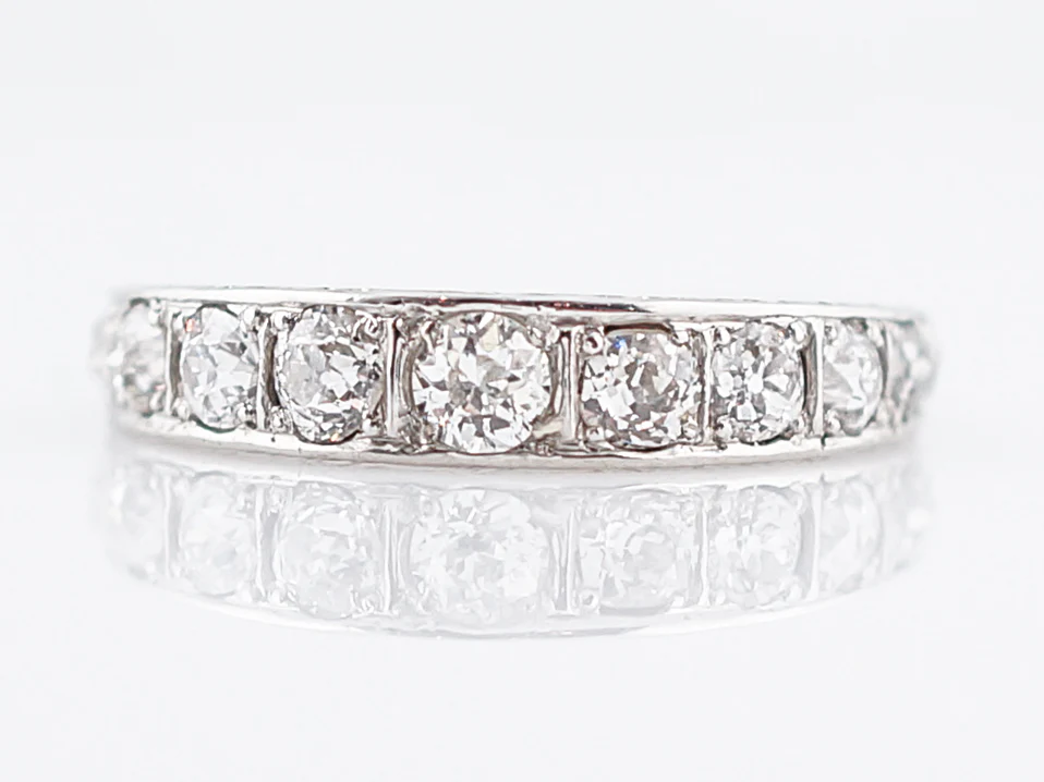 Antique Wedding Band Art Deco .60 Old European Cut Diamonds in Platinum