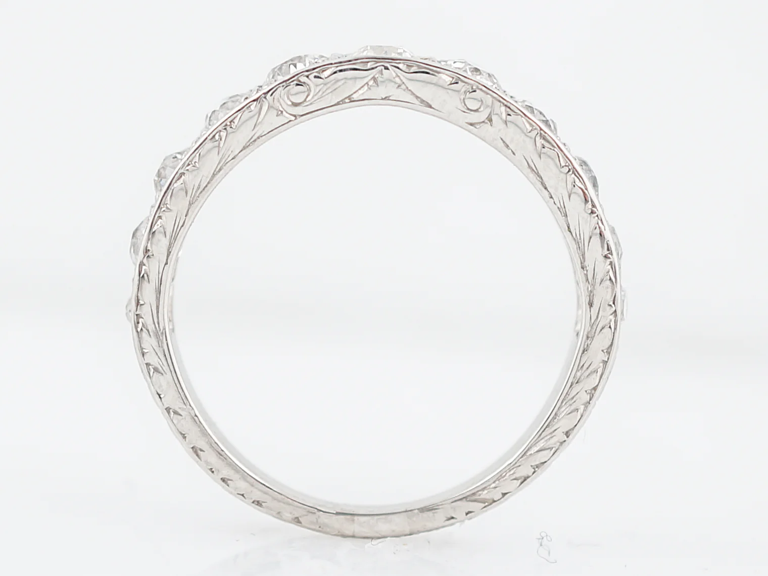 Antique Wedding Band Art Deco .60 Old European Cut Diamonds in Platinum - Image 6
