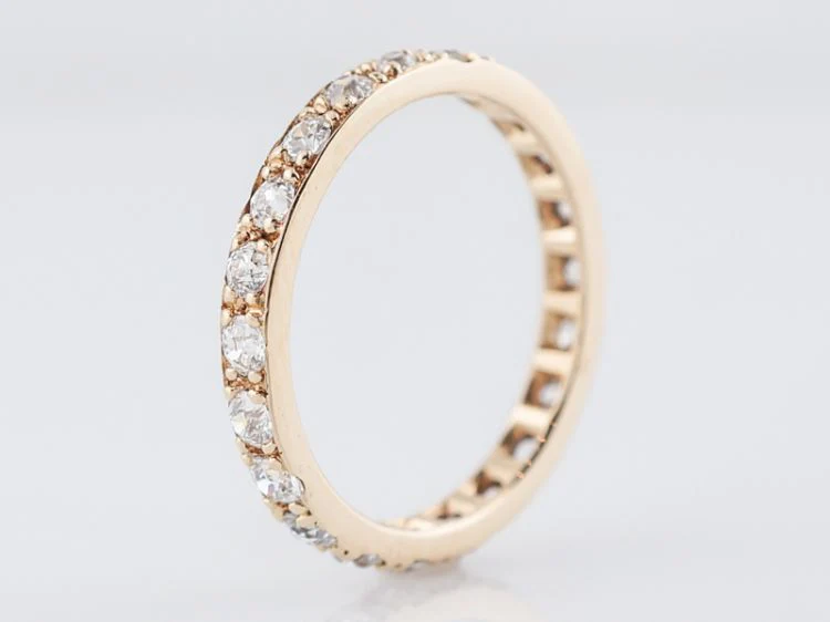 Antique Wedding Band Art Deco .66 Old European Cut Diamonds in 14k Yellow Gold - Image 2
