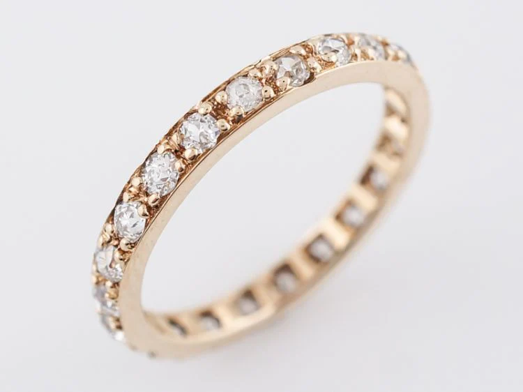 Antique Wedding Band Art Deco .66 Old European Cut Diamonds in 14k Yellow Gold - Image 3