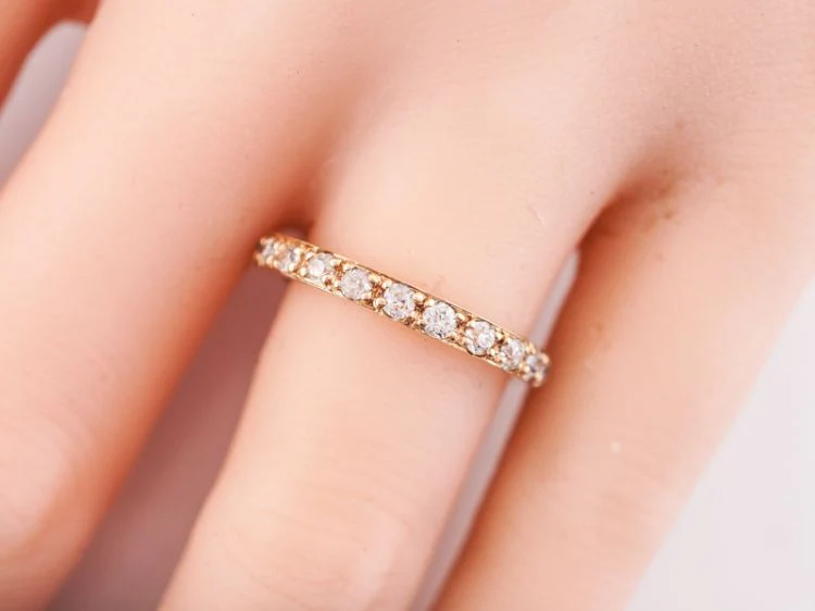 Antique Wedding Band Art Deco .66 Old European Cut Diamonds in 14k Yellow Gold - Image 6