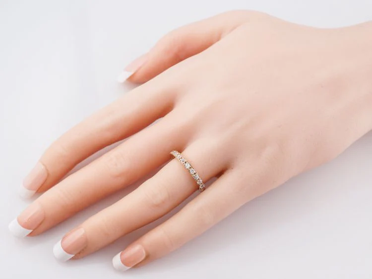 Antique Wedding Band Art Deco .66 Old European Cut Diamonds in 14k Yellow Gold - Image 7