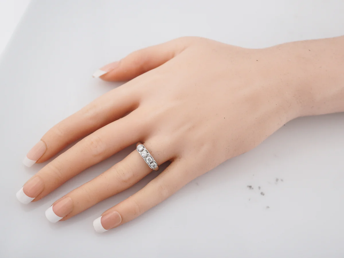 Antique Wedding Band Art Deco .84 Round Brilliant Cut Diamonds in 18k White Gold - Image 7
