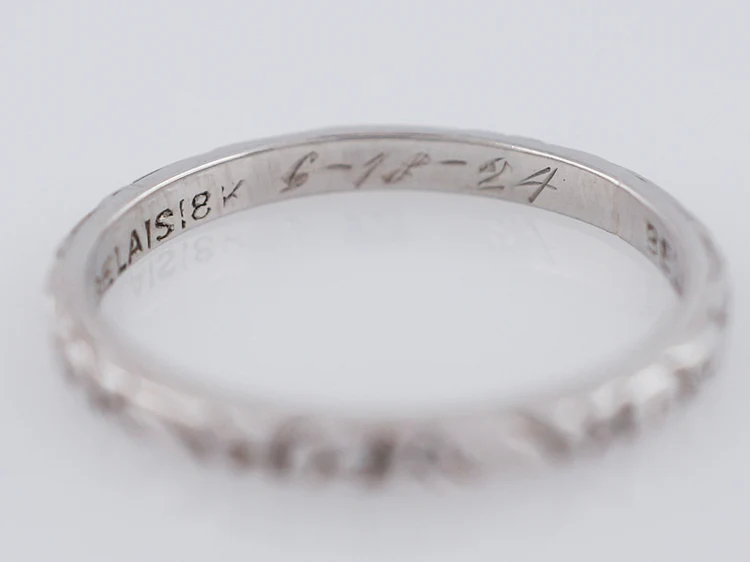 Antique Wedding Band Art Deco Belais Brothers in 18k White Gold - Image 2