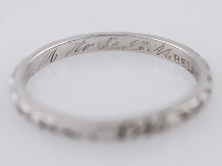 Antique Wedding Band Art Deco Belais Brothers in 18k White Gold - Image 3