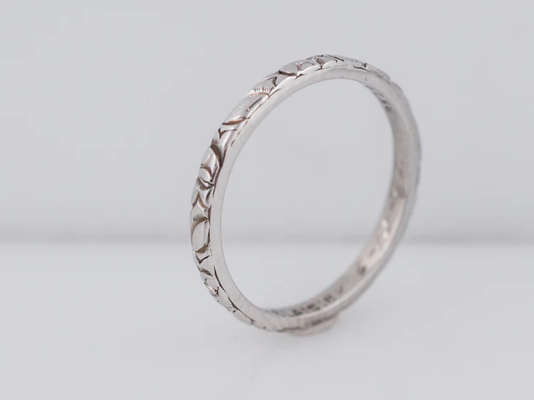 Antique Wedding Band Art Deco Belais Brothers in 18k White Gold - Image 5
