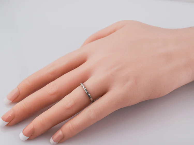 Antique Wedding Band Art Deco Belais Brothers in 18k White Gold - Image 9