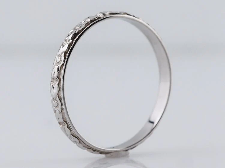 Antique Wedding Band Art Deco Belais Brothers Orange Blossom in 18k White Gold - Image 3