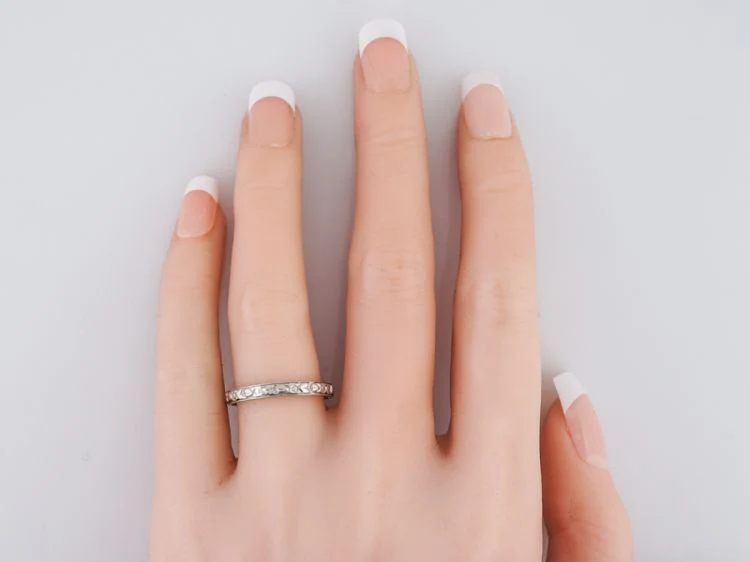 Antique Wedding Band Art Deco Belais Brothers Orange Blossom in 18k White Gold - Image 5