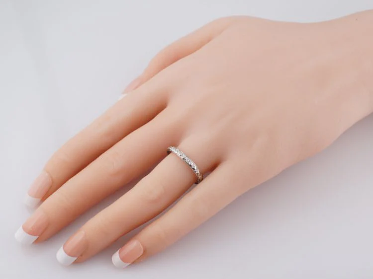 Antique Wedding Band Art Deco Belais Brothers Orange Blossom in 18k White Gold - Image 7