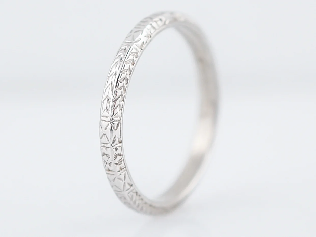 Antique Wedding Band Art Deco Chevron in 18K White Gold - Image 4