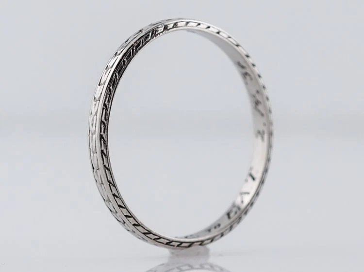 Antique Wedding Band Art Deco Chevron Engraved in Platinum - Image 6