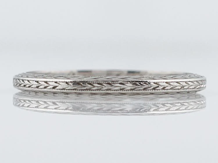 Antique Wedding Band Art Deco Chevron in Platinum
