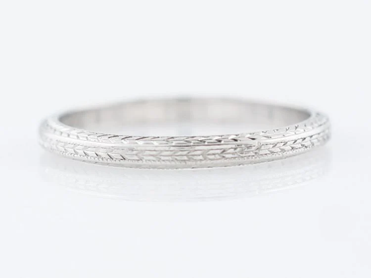 Antique Wedding Band Art Deco Chevron in Platinum