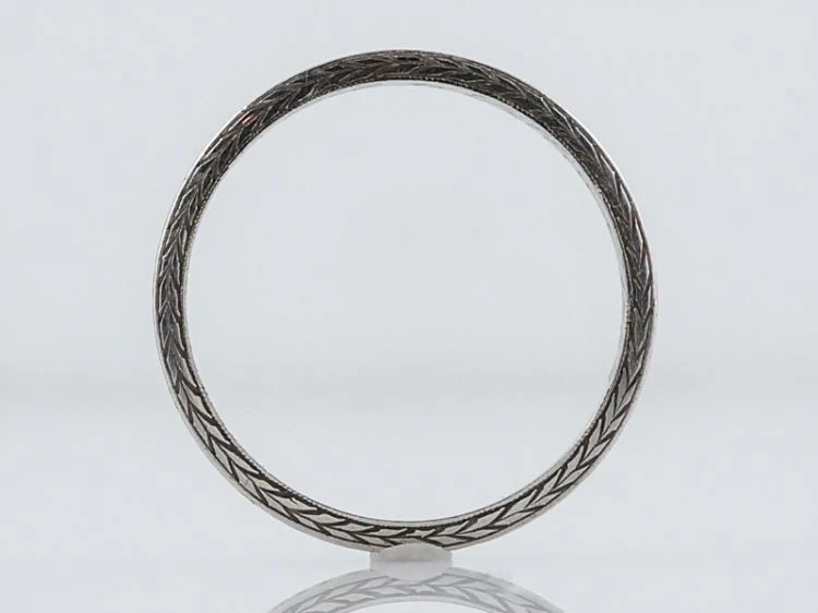 Antique Wedding Band Art Deco Chevron in Platinum - Image 2
