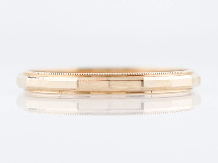 Antique Wedding Band Art Deco Geometric in 14k Yellow Gold