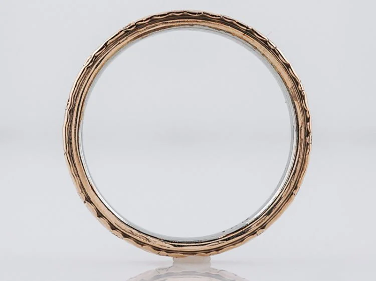 Antique Wedding Band Art Deco Orange Blossom in 14k White & Yellow Gold - Image 2
