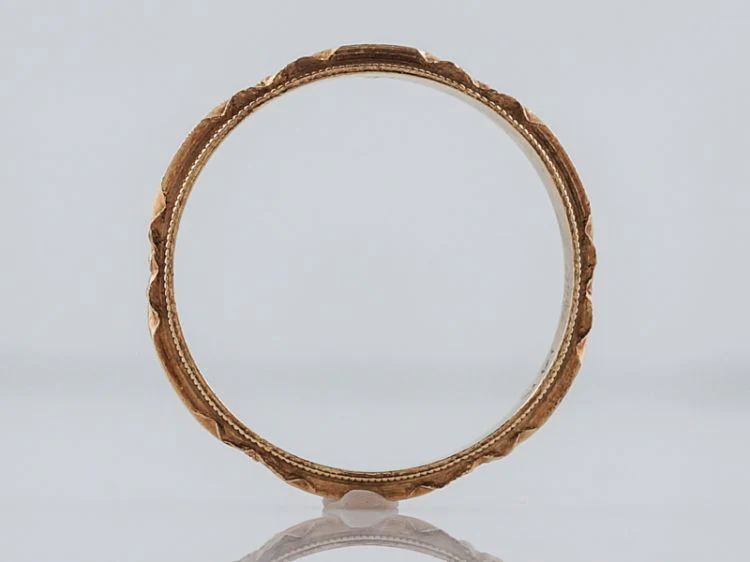 Antique Wedding Band Art Deco Orange Blossom in 14k Yellow Gold - Image 2