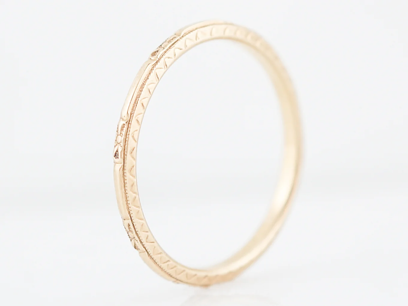 Antique Wedding Band Art Deco Orange Blossom in 14k Yellow Gold - Image 4