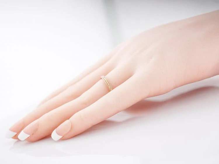 Antique Wedding Band Art Deco Orange Blossom 14k in Yellow Gold - Image 5
