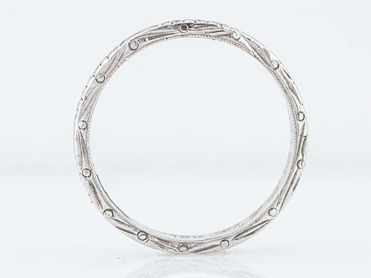 Antique Wedding Band Art Deco Orange Blossom in 18 Karat White Gold - Image 2