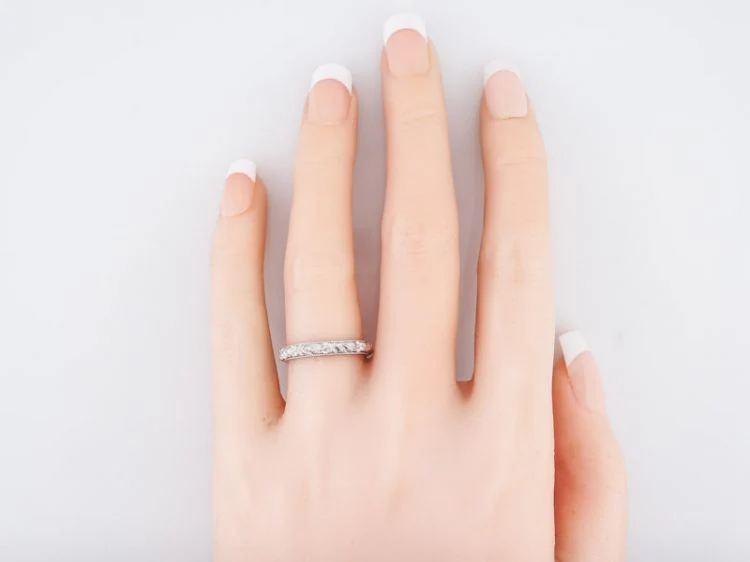 Antique Wedding Band Art Deco Orange Blossom in 18k White Gold - Image 4