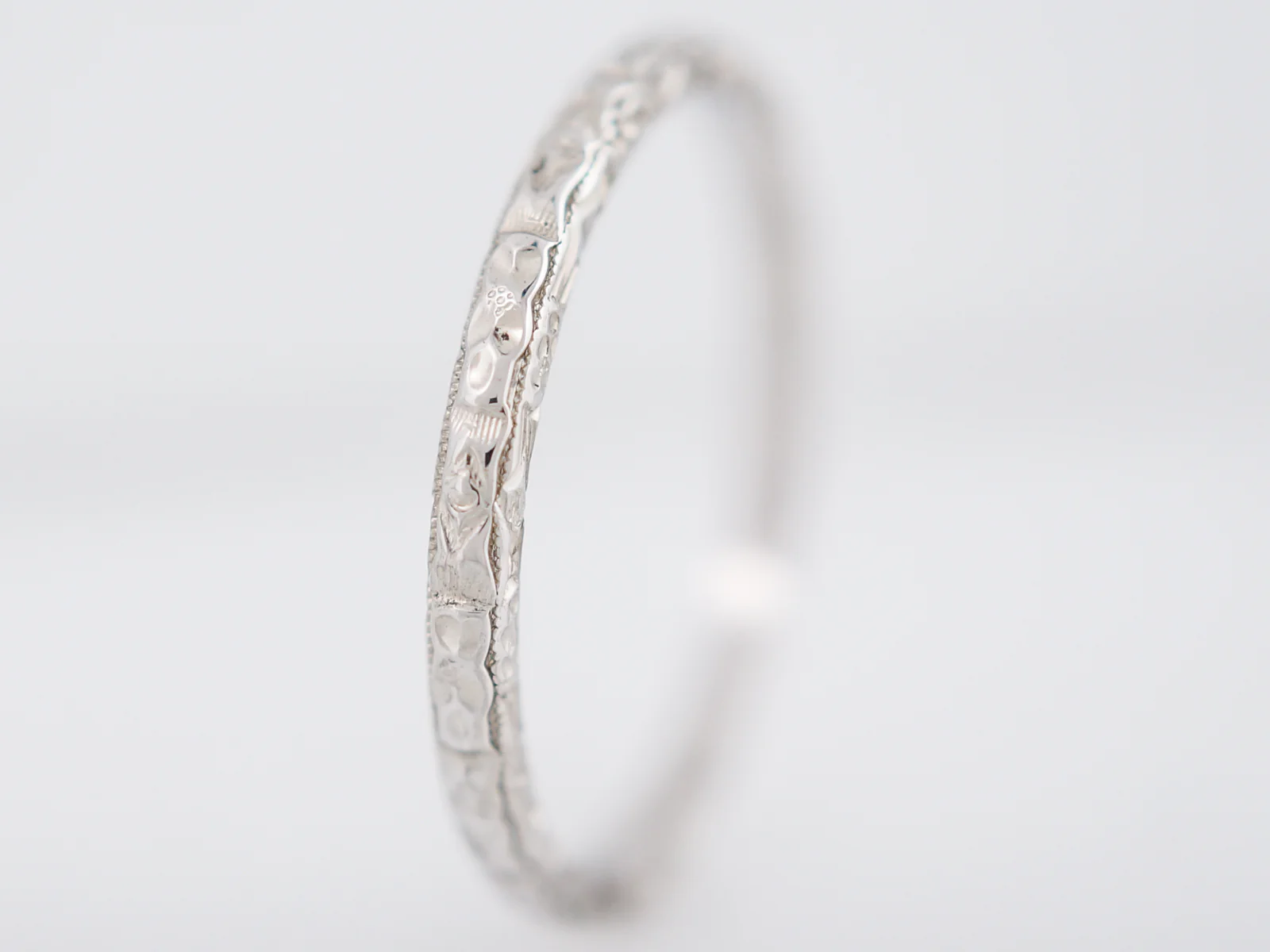 Antique Wedding Band Art Deco Orange Blossom 18k White Gold - Image 3