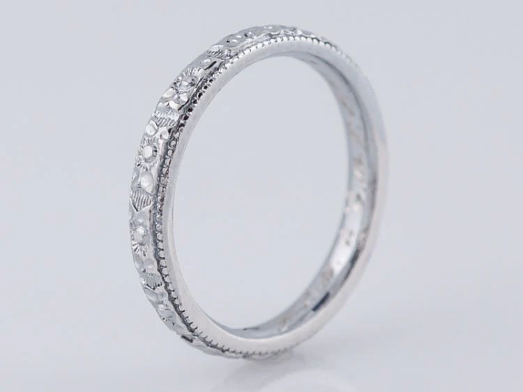 Antique Wedding Band Art Deco Orange Blossom in 18k White Gold - Image 2