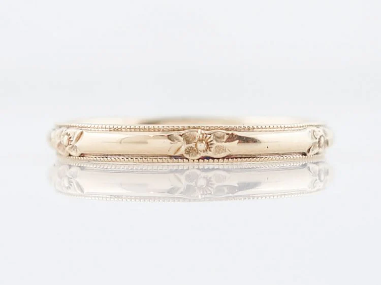 Antique Wedding Band Art Deco Orange Blossom in 18k Yellow Gold
