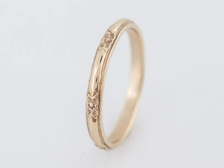 Antique Wedding Band Art Deco Orange Blossom in 18k Yellow Gold - Image 3