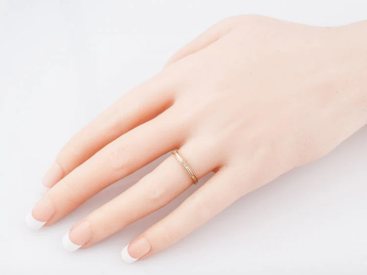 Antique Wedding Band Art Deco Orange Blossom in 18k Yellow Gold - Image 5