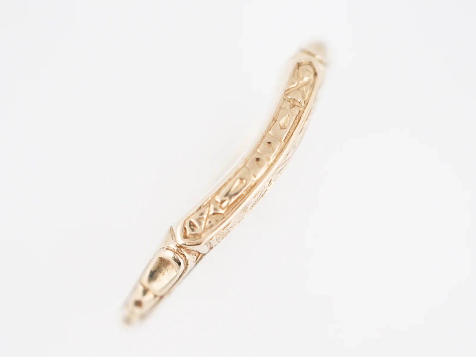 Antique Wedding Band Art Deco Orange Blossom & Geometric in 14k Yellow Gold - Image 4