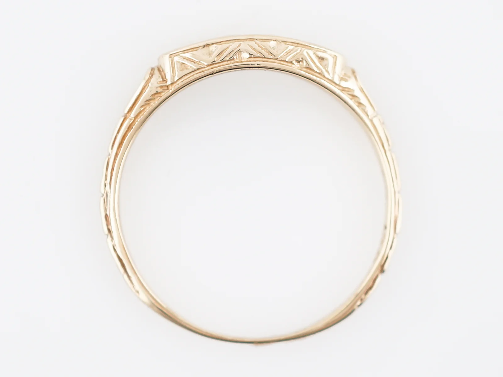 Antique Wedding Band Art Deco Orange Blossom & Geometric in 14k Yellow Gold - Image 6