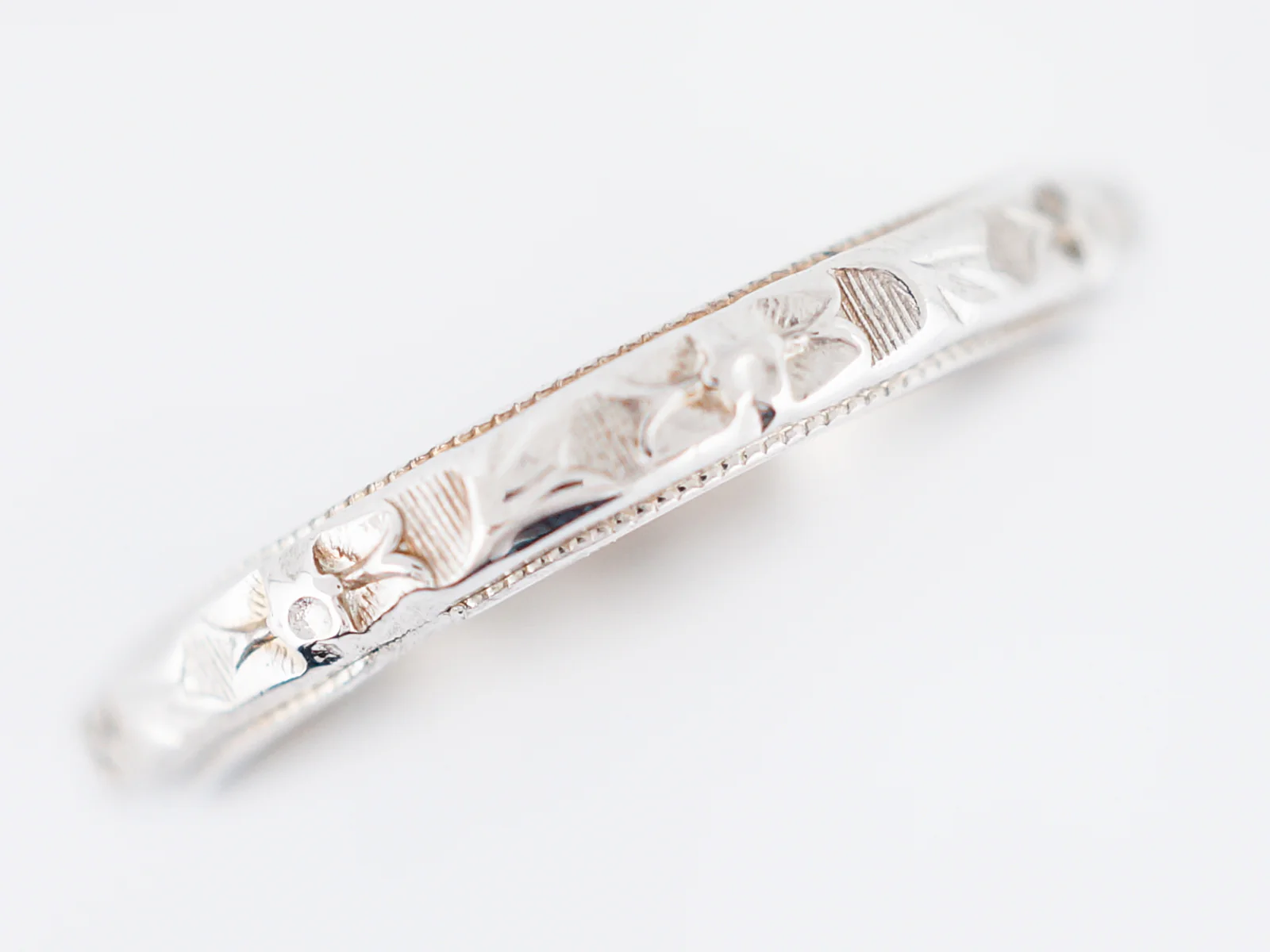 Antique Wedding Band Art Deco Orange Blossom in 14k White Gold - Image 2