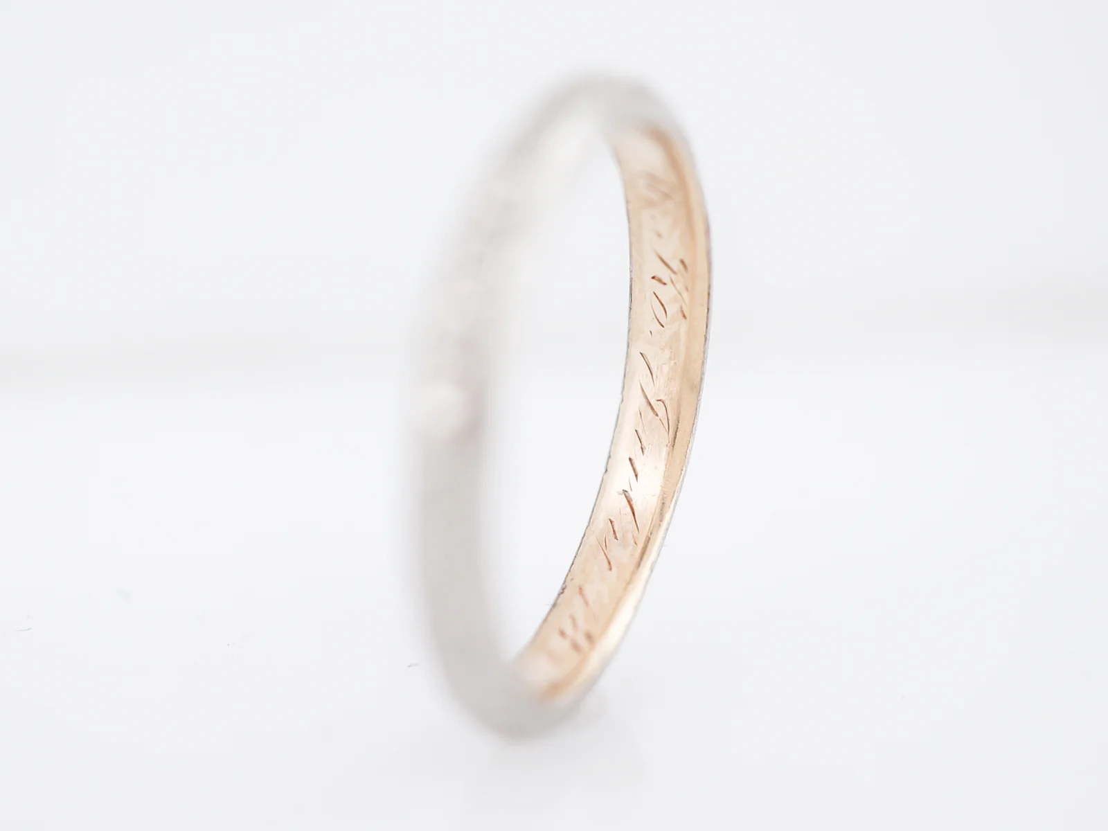 Antique Wedding Band Art Deco Orange Blossom in 14k White & Yellow Gold - Image 4