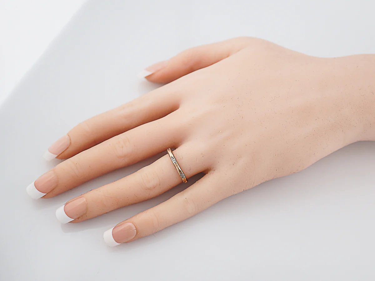 Antique Wedding Band Art Deco Orange Blossom in 14k Yellow & White Gold - Image 5