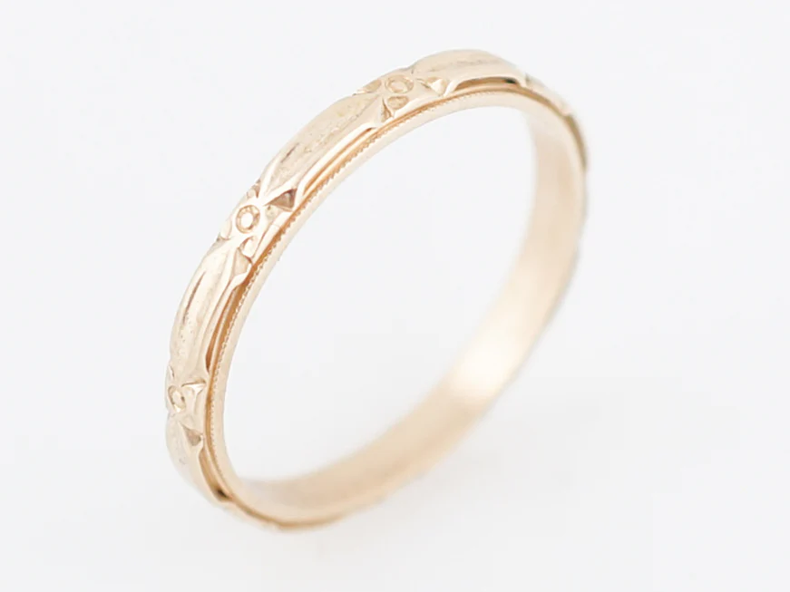 Antique Wedding Band Art Deco Orange Blossom in 14K Yellow Gold - Image 3