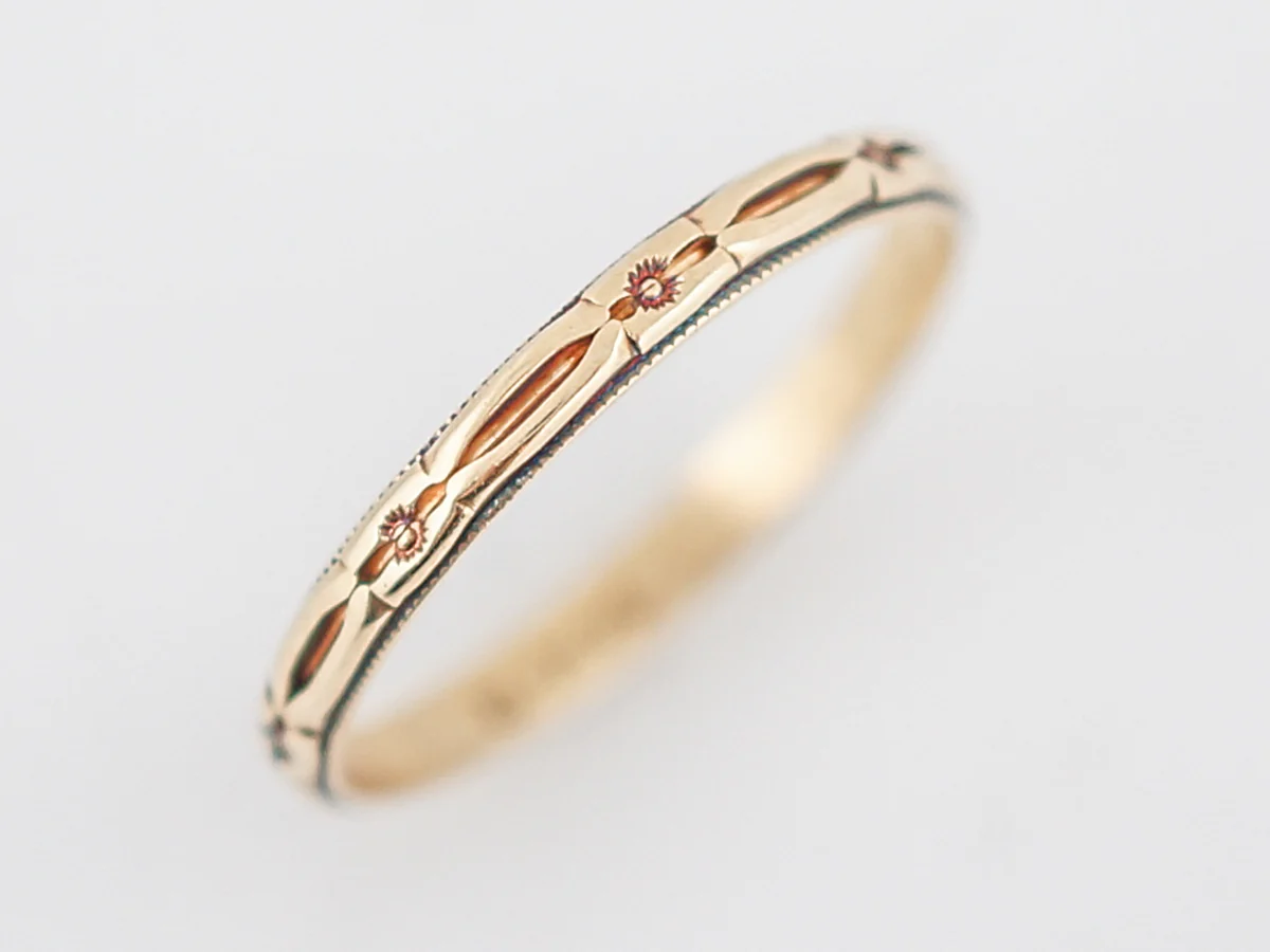 Antique Wedding Band Art Deco Orange Blossom in 14k Yellow Gold - Image 4