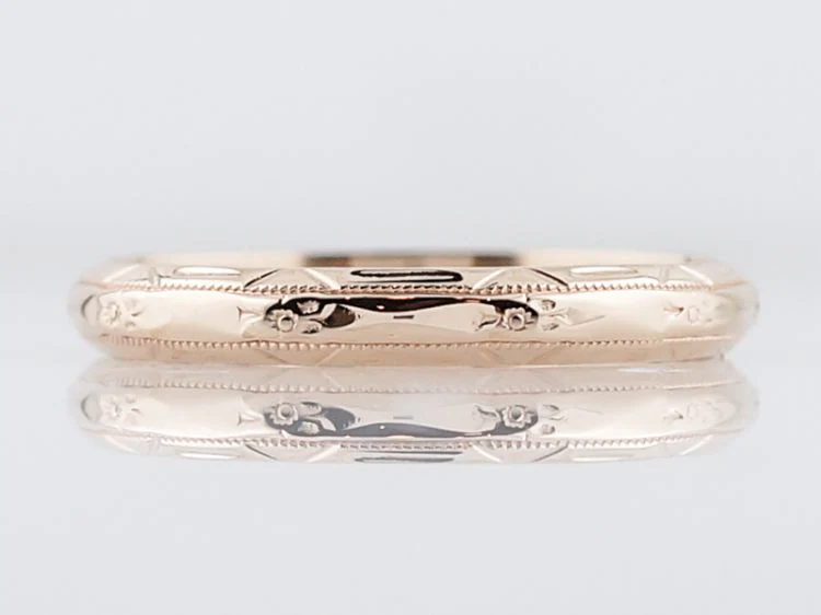 Antique Wedding Band Art Deco Orange Blossom in 14k Yellow Gold
