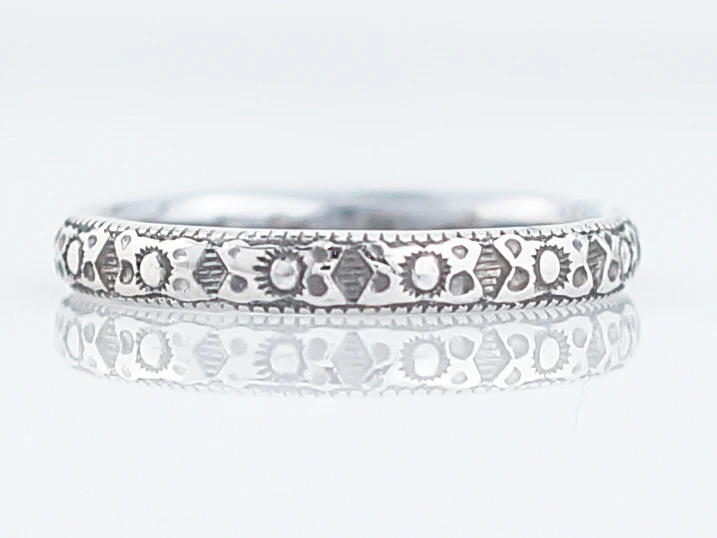 Antique Wedding Band Art Deco Orange Blossom in 18k White Gold