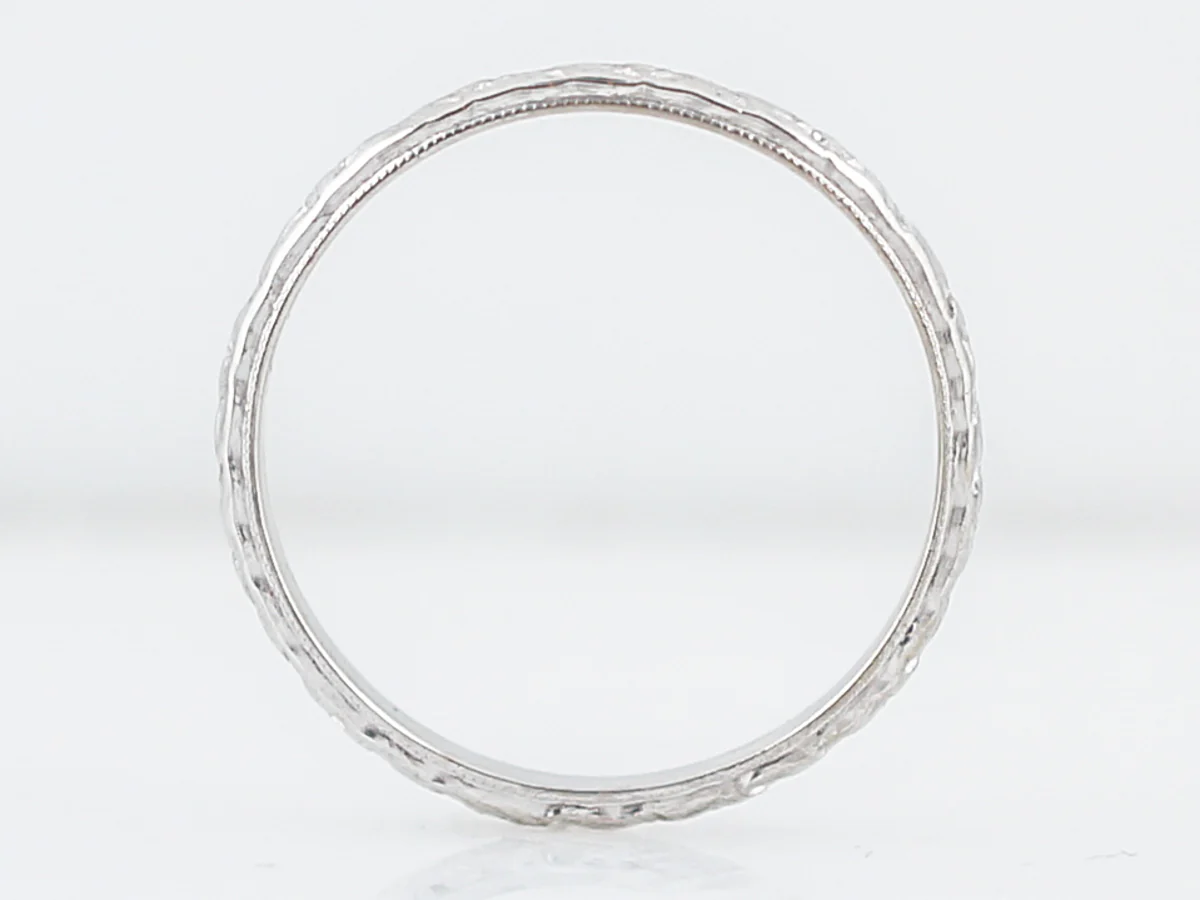 Antique Wedding Band Art Deco Orange Blossom in 18k White Gold - Image 3