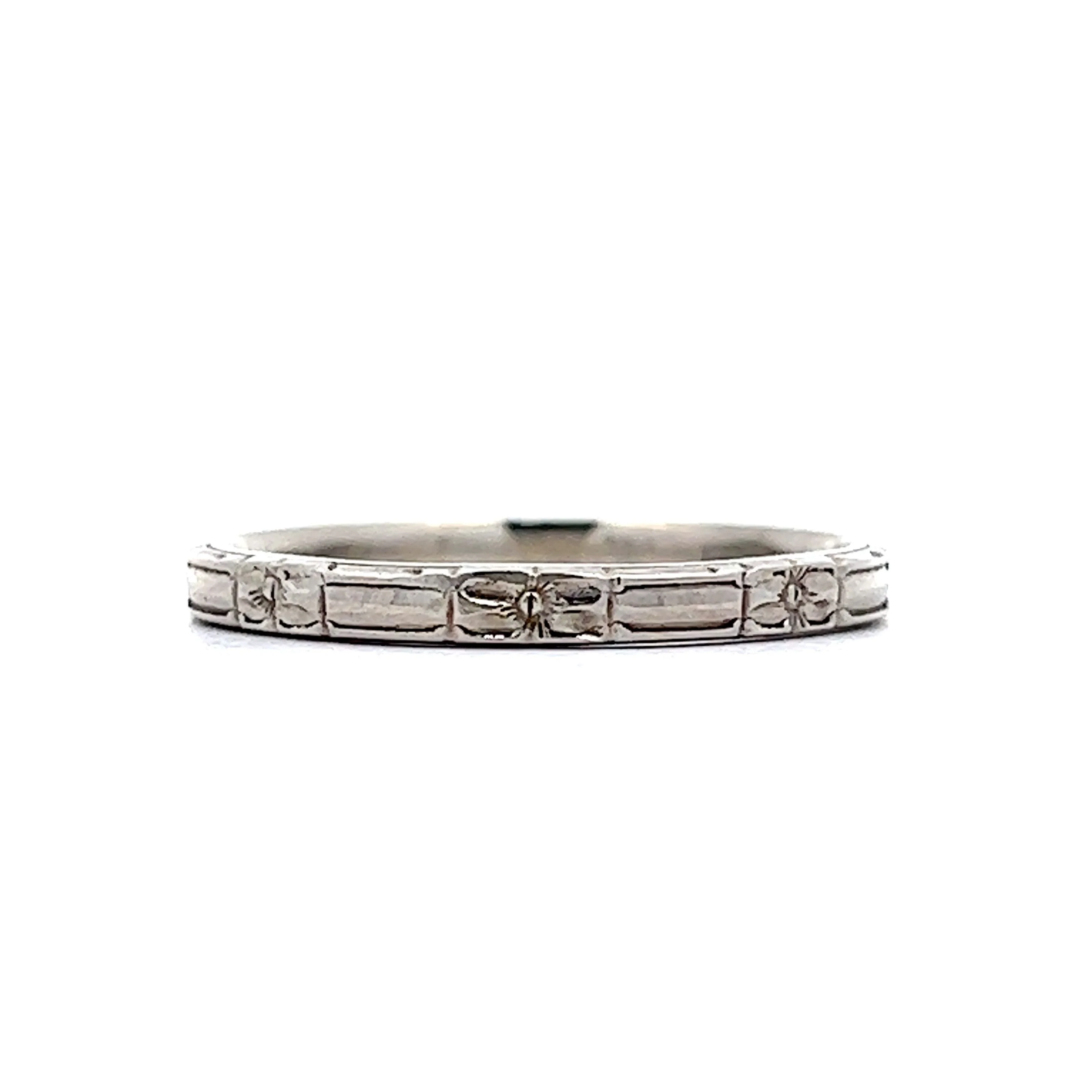Antique Wedding Band Art Deco Orange Blossom in 18k White Gold - Image 3