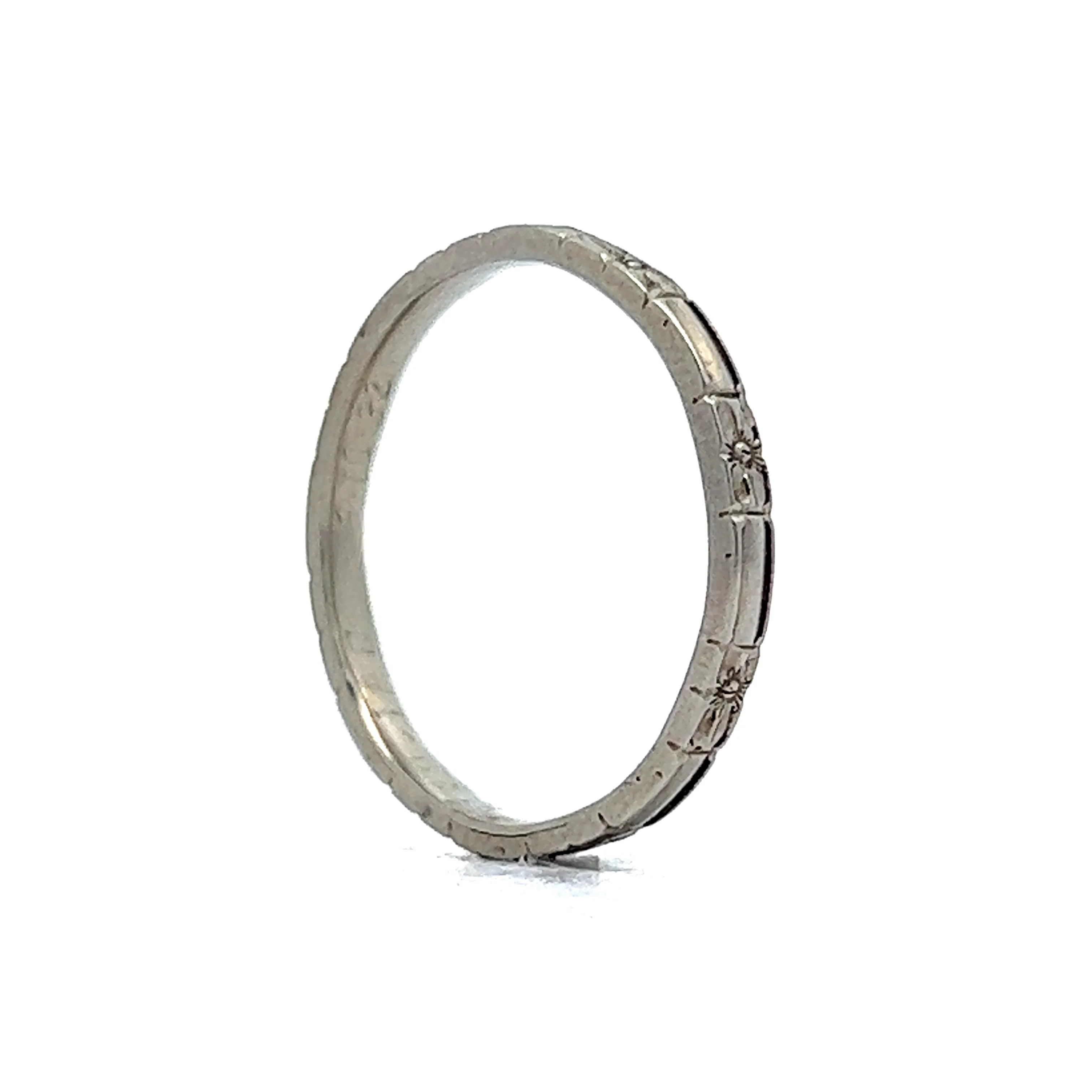 Antique Wedding Band Art Deco Orange Blossom in 18k White Gold - Image 5
