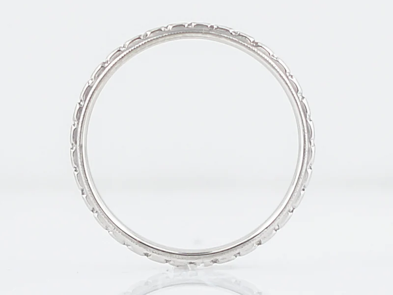 Antique Wedding Band Art Deco Orange Blossom in 18k White Gold - Image 2